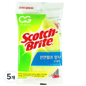 스카치브라이트 천연펄프 망사 수세미 타원형 랜덤발송, 1개, 5개