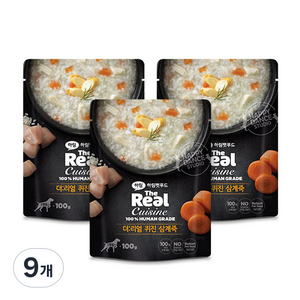 하림펫푸드 더리얼 퀴진 강아지, 삼계죽, 100g, 9개