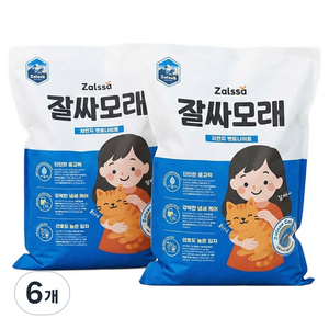 잘싸 저먼지 벤토나이트 대용량 고양이 모래, 8kg, 무향, 6개