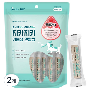 닥터조이 강아지 치카치카 피모건강 기능성 덴탈껌, 오메가3, 140g, 2개