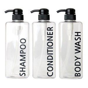 사각 욕실 디스펜서 800ml 3종 세트, 투명, 1세트