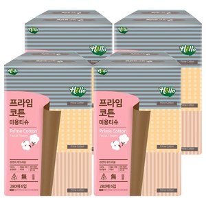 헬로 프라임 코튼 미용티슈, 280매, 24개