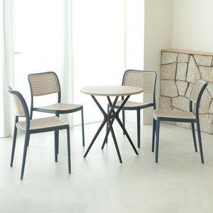 웰퍼니쳐 템버린 실내 야외 라탄 4인 테이블 + 의자 세트 방문설치