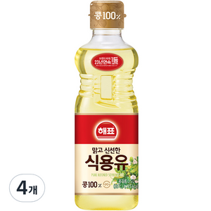 해표 식용유, 500ml, 4개