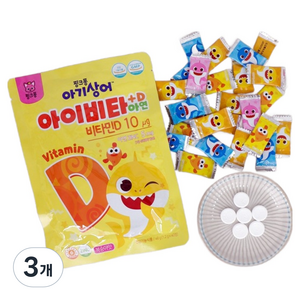 태양생활건강 핑크퐁 아기상어 아이비타+D 아연 48g, 40정, 3개