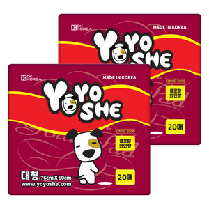요요쉬 강아지 패드 와인 플로랄와인향, 대형(76 x 60..., 20개입, 2개