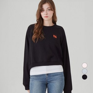 ELLE PARIS 자수 그래픽 라글란 세미크롭 스웻셔츠 RIVE DROITE