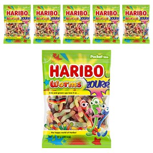 하리보 웜즈 사우어 젤리, 80g, 6개