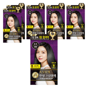 리엔 흑모비책 새치염색크림 한방염모제, 흑색, 6개