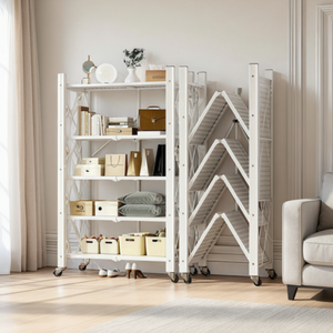 오브민 원터치 폴딩 이동식 수납 접이식 철제 선반