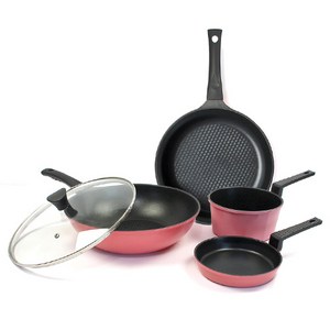 키친아트 본 핑크 프라이팬 세트, 핑크 + 블랙, 프라이팬 5종, 1세트