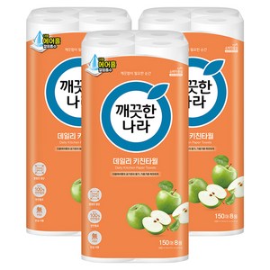 깨끗한나라 데일리 키친타월, 8롤, 3개