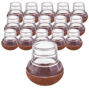 코멧 미끄럼방지 투명의자 발커버, 브라운, S, 16개