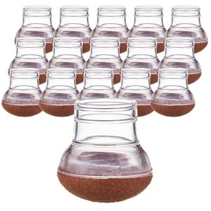 코멧 미끄럼방지 투명의자 발커버, 브라운, M, 16개