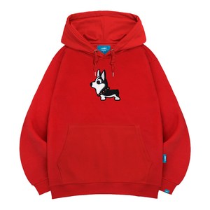 엘라모 남녀공용 기모H 블랙코기 후드티