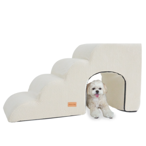 올미오펫 강아지 구름패브릭 동굴 계단 4단, 크림아이보리, 40 x 95 x ..., 1개