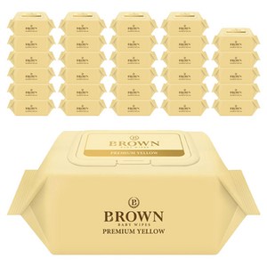 브라운 프리미엄 옐로우 아기 물티슈 휴대캡형