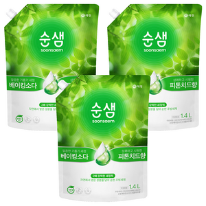 순샘 베이킹소다 피톤치드향 주방세제 리필, 1.4L, 3개