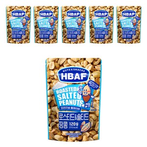 HBAF 넛츠 앤 스낵스 로스티드 앤 솔티드 땅콩, 120g, 6개