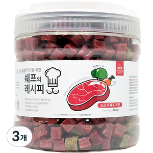 펫슐랭 반려견을 위한 쉐프의 레시피 트릿, 소고기육포, 800g, 3개