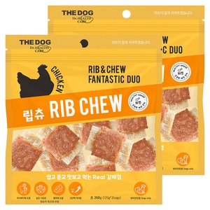 더독 강아지 갈비껌 간식 립츄, 치킨, 250g, 2개