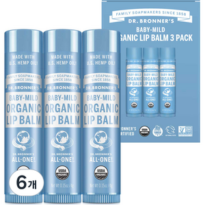 닥터브로너스 베이비 마일드 오가닉 립밤, 베이비마일드, 4g, 6개
