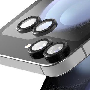 누아트 후면 카메라 렌즈 메탈 링 강화유리 휴대폰 보호필름 2p 세트 블랙, 1세트