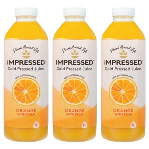 임프레스드 콜드프레스 오렌지 착즙 주스, 1L, 3개