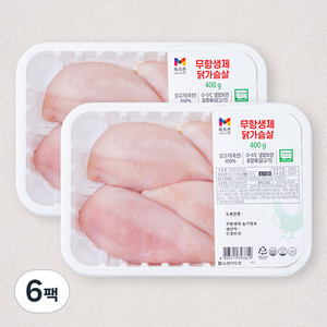 목우촌 무항생제 인증 닭가슴살 (냉장), 400g, 6팩