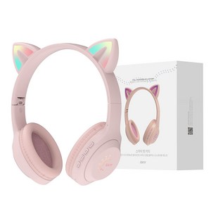 SKY 아동용 핏 키티 휴대용 유무선 겸용 블루투스 헤드셋 IM-H26 체리블로썸 핑크 패시브노이즈캔슬링(PNC) 12시간 멀티단자