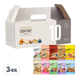 투데이넛 너트한줌 10종 30입 견과 선물세트 600g, 3세트
