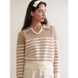 로라로라 여성용 COLLAR STRIPE KNIT