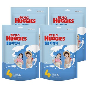 하기스 물놀이팬티 팬티형 수영장 기저귀 남녀공용, 4단계, 12매