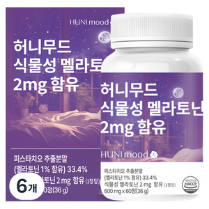 허니무드 식물성 멜라토닌 2mg, 60정, 6개