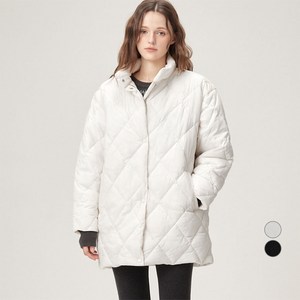 ELLE PARIS 여성용 루즈핏 다이아 퀼팅 패딩 점퍼