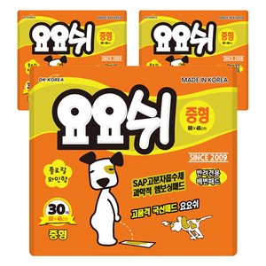 요요쉬 애견 배변패드 플로랄 와인향, 중형(60 x 48..., 30개입, 3개