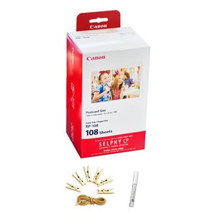 캐논 셀피 인화지 일반용지 RP-108 + 포토라인 + 미피펜 랜덤 발송, 4X6, 108개