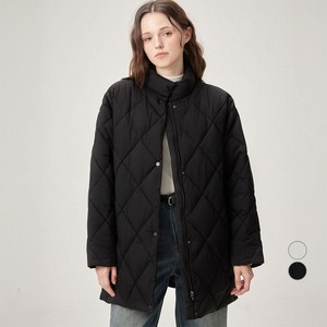 ELLE PARIS 여성용 루즈핏 다이아 퀼팅 패딩 점퍼