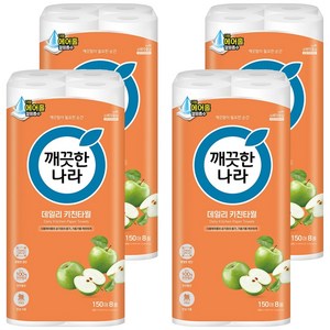 깨끗한나라 데일리 천연펄프 키친타월, 150매, 32개