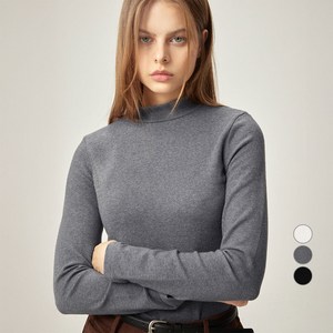 ELLEPARIS 여성용 릴렉스드핏 하프넥 웜업 기모 티셔츠