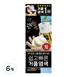 미쟝센 올뉴 쉽고 빠른 거품염색 80g, 2N 흑색, 6개