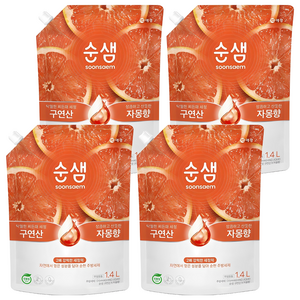 순샘 구연산 X 자몽향 주방세제, 1.4L, 4개