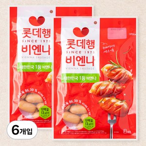 롯데햄 롯데비엔나 (냉장), 205g, 6개