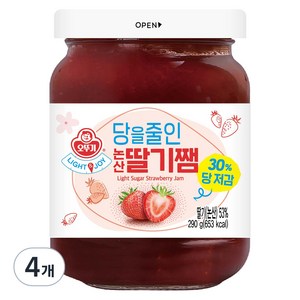오뚜기 LIGHT 앤 JOY 당을줄인 논산딸기쨈, 290g, 4개
