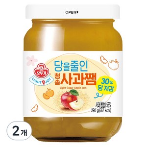오뚜기 LIGHT 앤 JOY 당을줄인 청송사과쨈, 290g, 2개