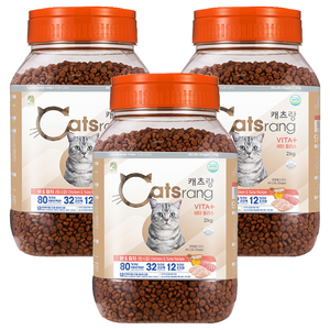 캐츠랑 전연령 고양이 비타플러스 건식사료, 닭+참치, 2kg, 3개