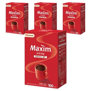 맥심 오리지날 아메리카노 블랙 원두커피스틱, 1g, 100개입, 4개