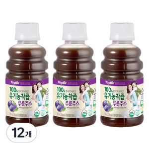 테일러 유기농 착즙 푸룬 주스, 180ml, 12개