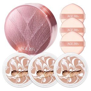 에이지투웨니스 뉴오리지널 트윙클 에디션 에센스 커버 팩트 케이스 + 리필 12.5g x 3p, 화이트 미디움 베이..., 1개