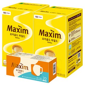 맥심 커피믹스 모카골드 마일드 160p x 2박스 + 슈프림골드 20p, 1세트